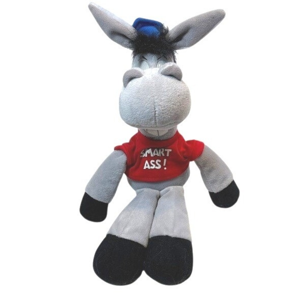 Applause Smart Ass Donkey Plush Vintage 1991 Grey Red Graduation Cap Toy 9 inch